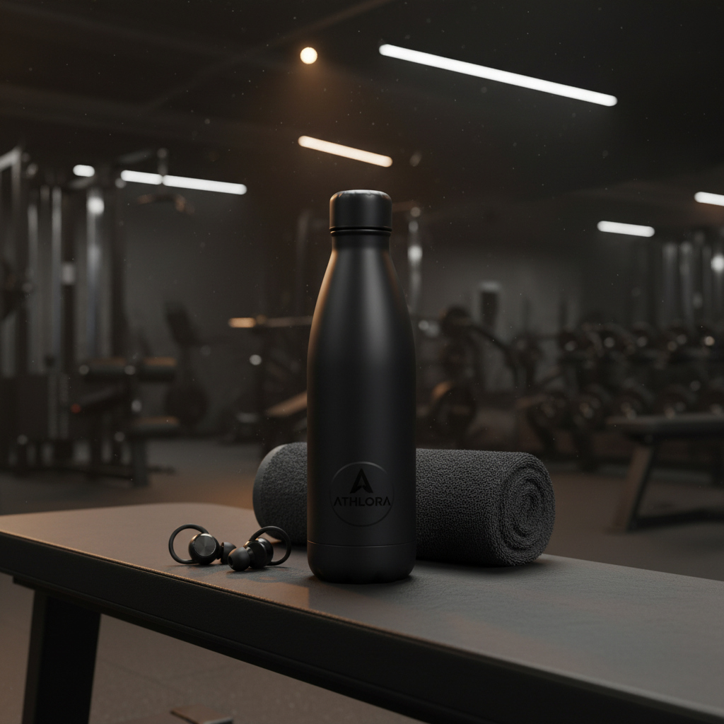 Gourde Isotherme 750ml ATHLORA tenue à la main, visuel lifestyle