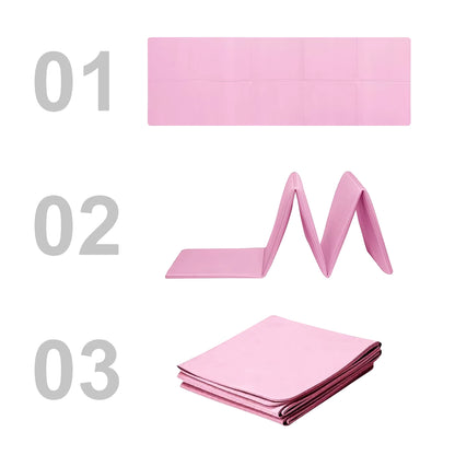 Tapis de yoga EVA rose plié en trois étapes