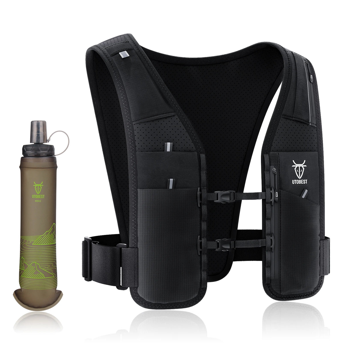 Gilet d'hydratation UTOBEST, version Gilet + Gourde Verte