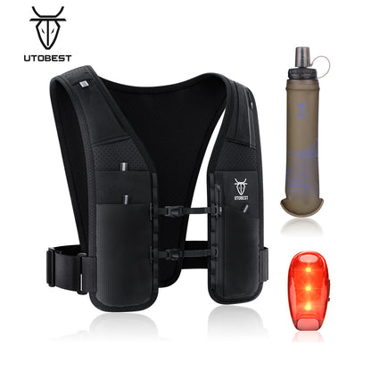 Gilet d'hydratation UTOBEST noir avec gourde souple et lampe LED