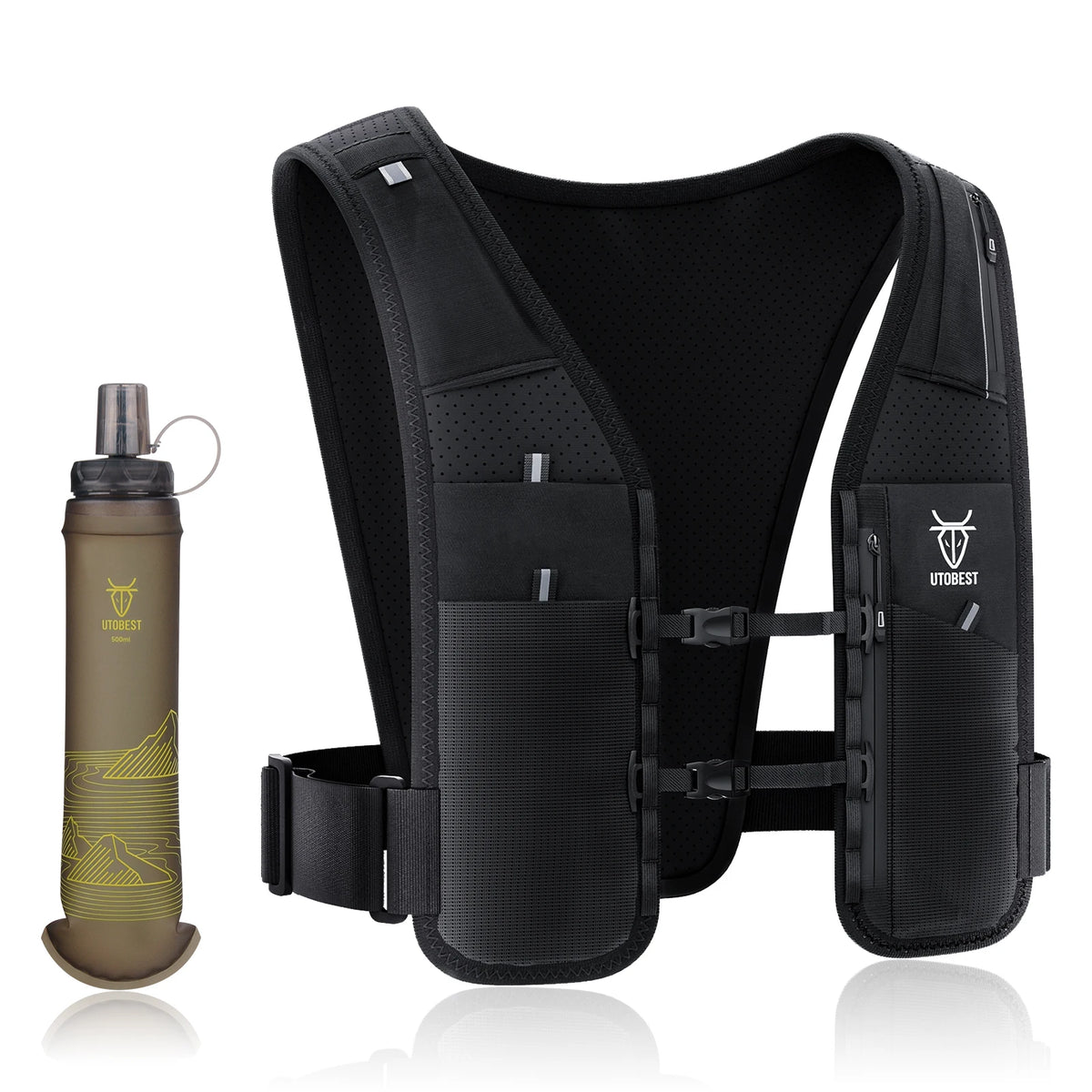 Gilet d'hydratation UTOBEST, version Gilet + Gourde Jaune