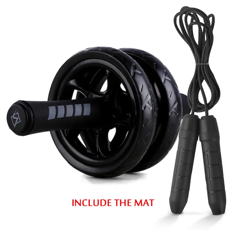 Roue abdominale double, modèle Noir A avec Corde