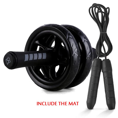 Roue abdominale double, modèle Noir A avec Corde