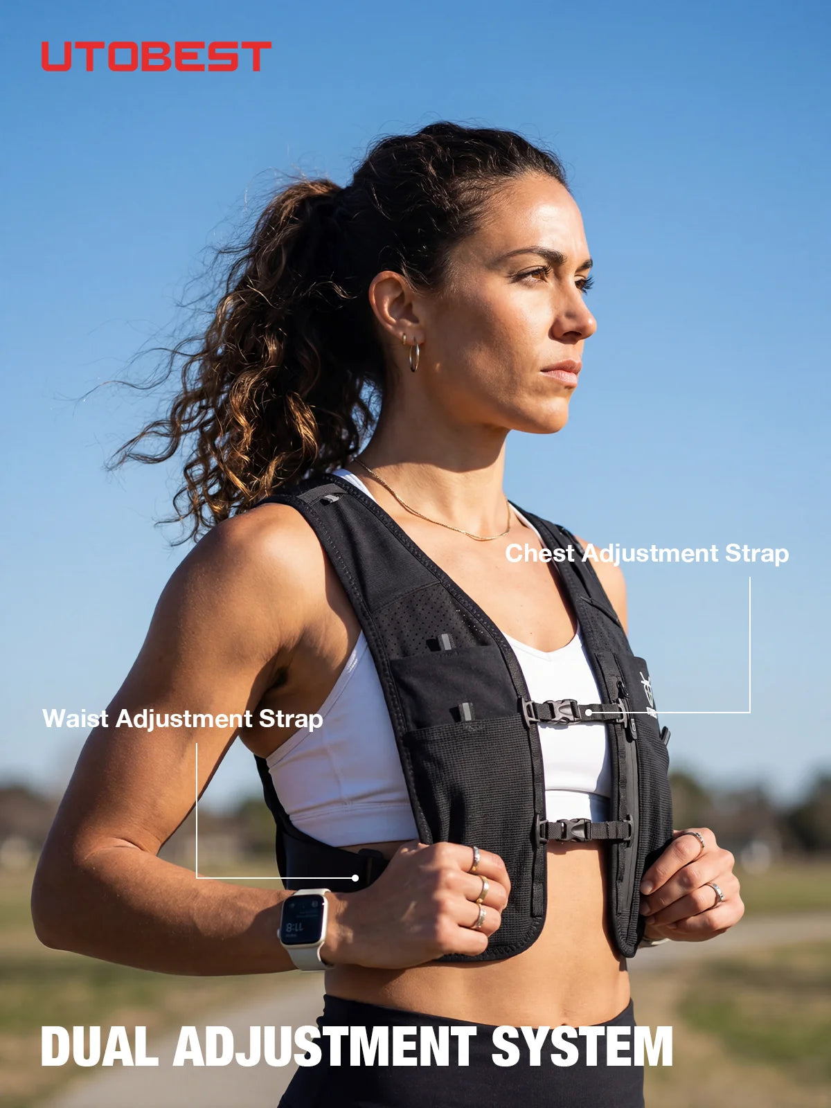 Double système de réglage poitrine et taille du gilet d'hydratation UTOBEST