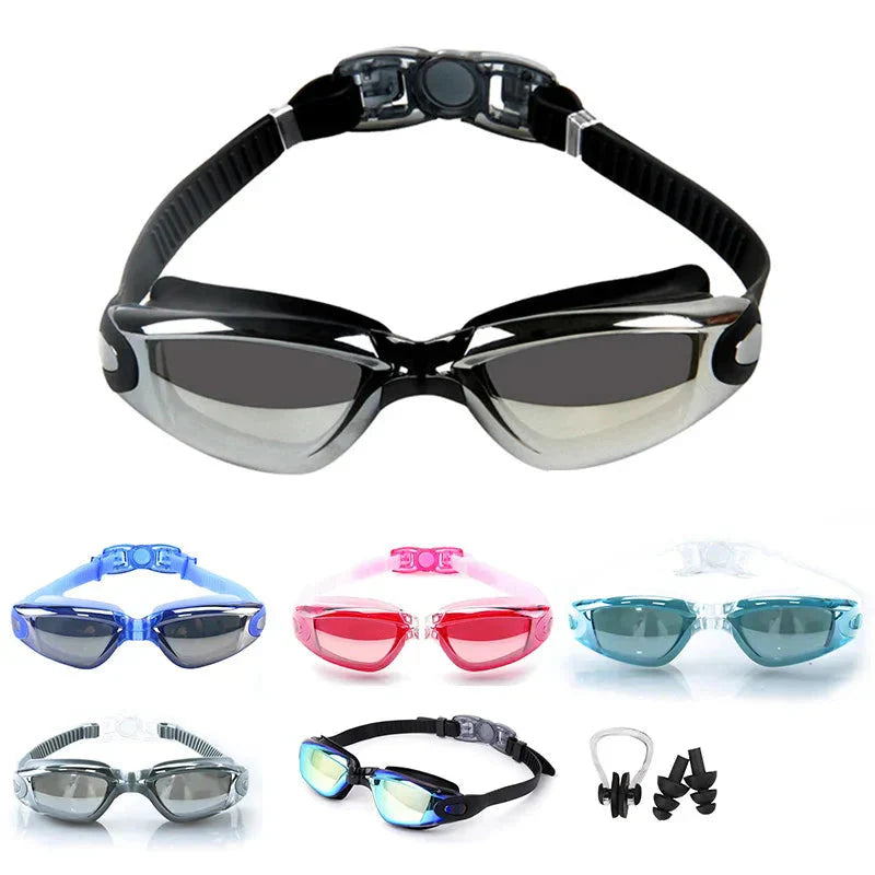 Lunettes de natation noires à verres miroir, avec aperçu des autres coloris
