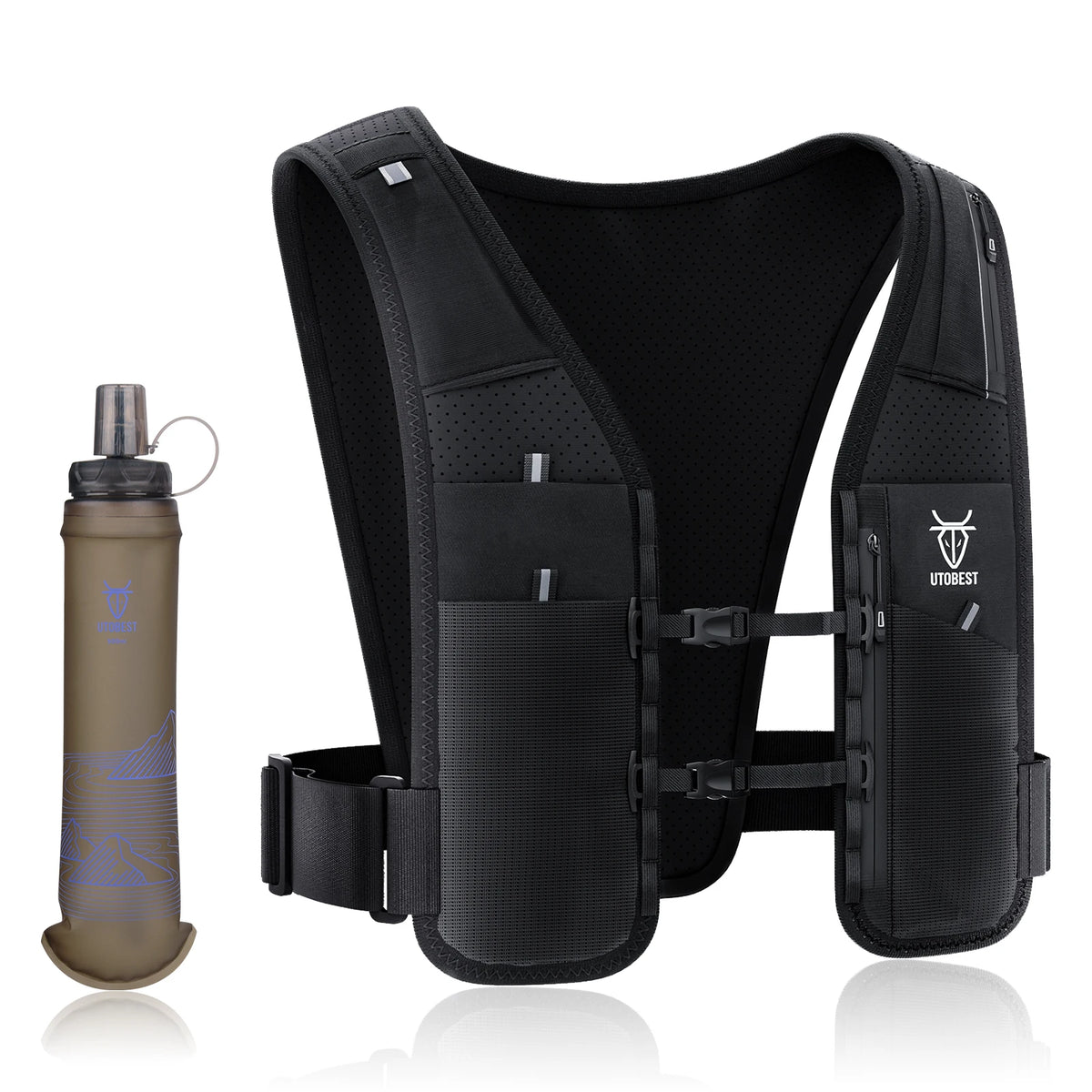 Gilet d'hydratation UTOBEST, version Gilet + Gourde Violette
