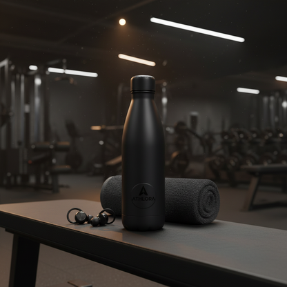 Gourde Isotherme 750ml ATHLORA tenue à la main, visuel lifestyle