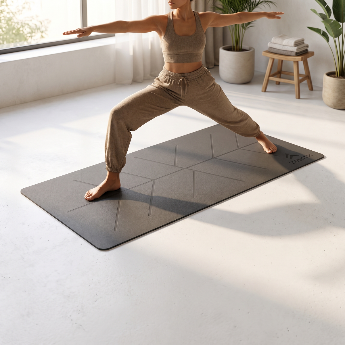 Tapis Yoga Antidérapant 6mm ATHLORA, photo premium studio